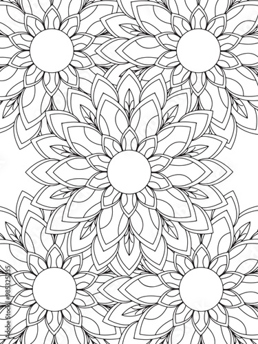 All these designs are hand-drawn and unique Flower Beautiful black and white illustration for adult coloring book, This is a printable Beautiful Zentangle Coloring page for KDP Interior, POD products