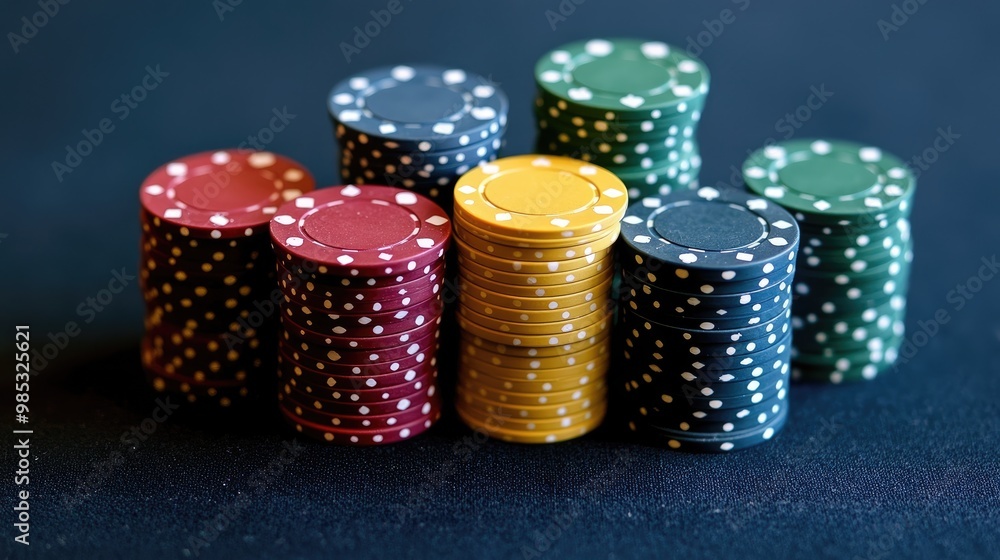 A conceptual shot of poker chips arranged in a winning hand pattern, symbolizing luck and strategy. A conceptual shot of poker chips arranged in a winning hand pattern, symbolizing luck and strategy.