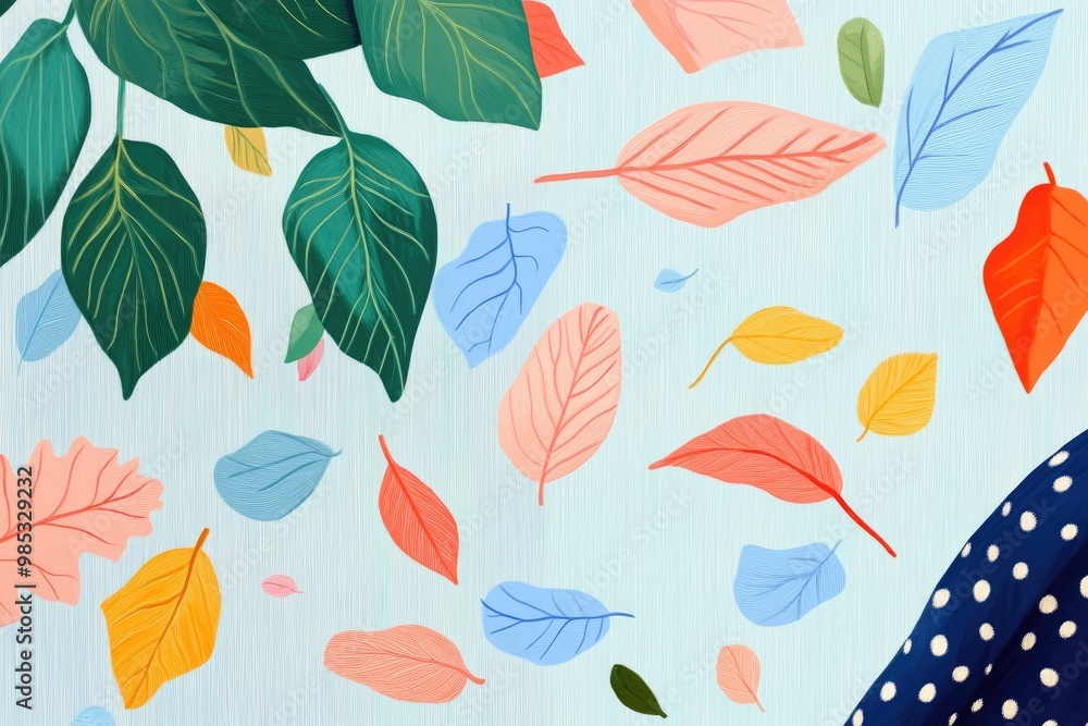 Obraz premium Illustration of Colorful Falling Leaves