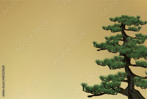 松　年賀状　金　背景