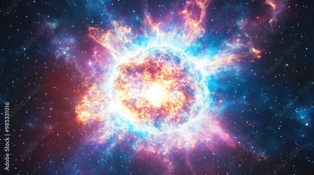 Obraz premium Cosmic supernova theme image suitable for backgrounds and web banners