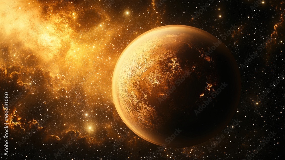 Fototapeta premium Realistic illustration of an imaginary brown planet
