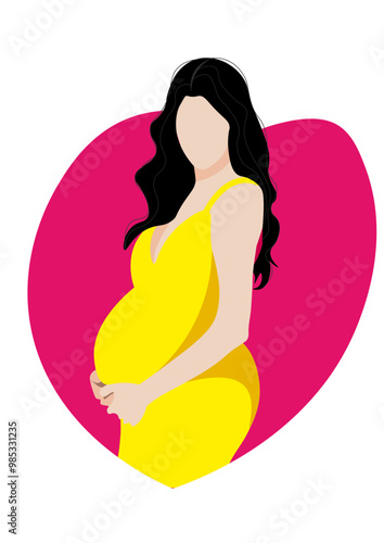 women pregnant illustration vector yellow