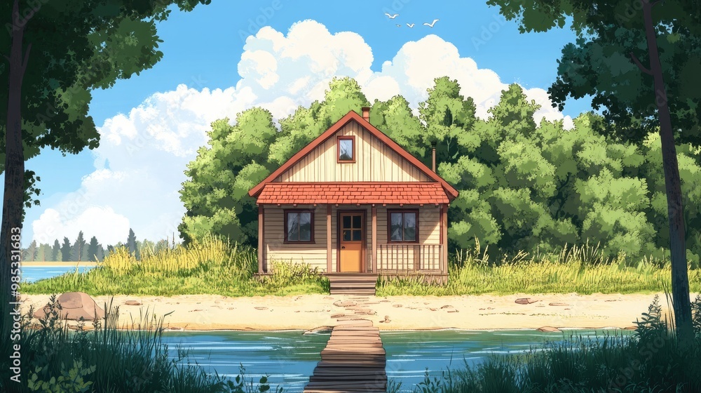Obraz premium Summer Cottage 2D Animation