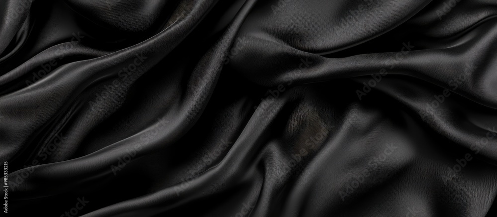 Smooth Black Silk Draped Dark Fabric Texture Background Smooth Black Silk Draped Dark Fabric Texture Background