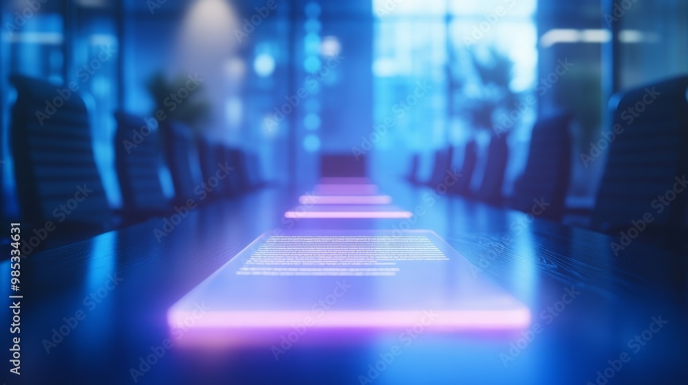 Empty conference room with glowing screen and chairs. Empty conference room with glowing screen and chairs.
