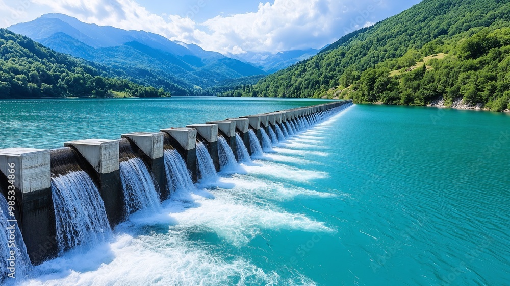 Scenic View of a Dam Under a Bright Blue Sky Scenic View of a Dam Under a Bright Blue Sky