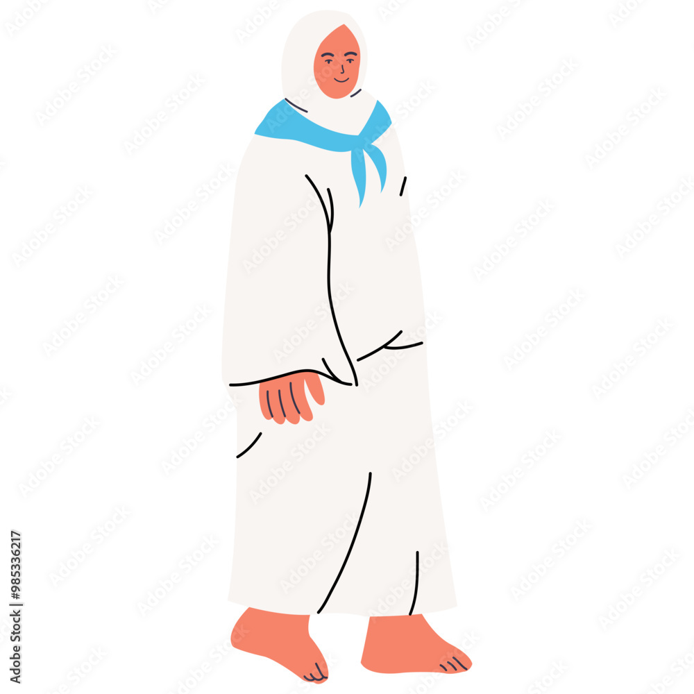 Hajj Pilgrims Character with Minimalist Cartoon Style. Vector Illustration Hajj Pilgrims Character with Minimalist Cartoon Style. Vector Illustration