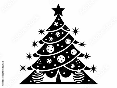 Christmas Tree Designs From Simple to Elaborate Decorations with Ornaments, Lights, and Stars.