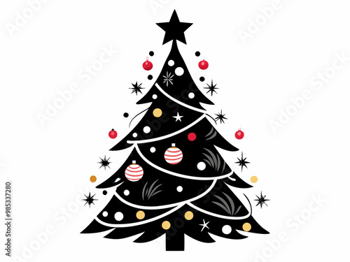 Christmas Tree Designs From Simple to Elaborate Decorations with Ornaments, Lights, and Stars.