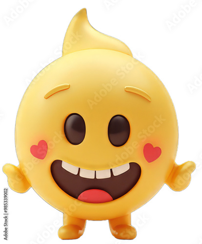 Cute emoticon cheers 3D on transparent background photo