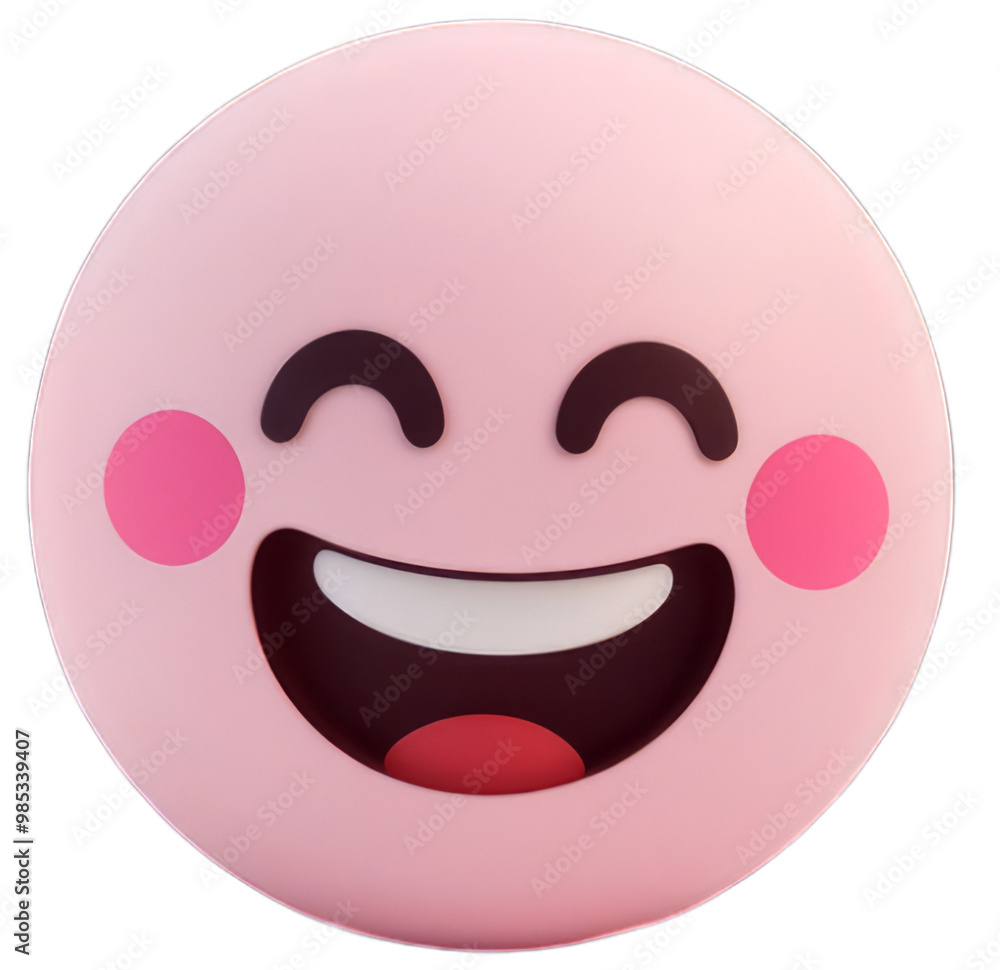 Cute emoticon pink face 3D on transparent background Cute emoticon pink face 3D on transparent background