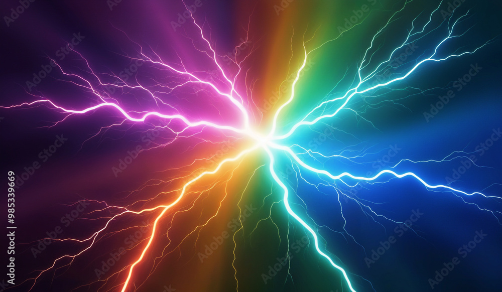 Rainbow lighting energy flash background. AI Generated Rainbow lighting energy flash background. AI Generated