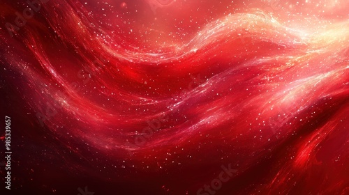 Abstract Red Nebula with Twinkling Stars