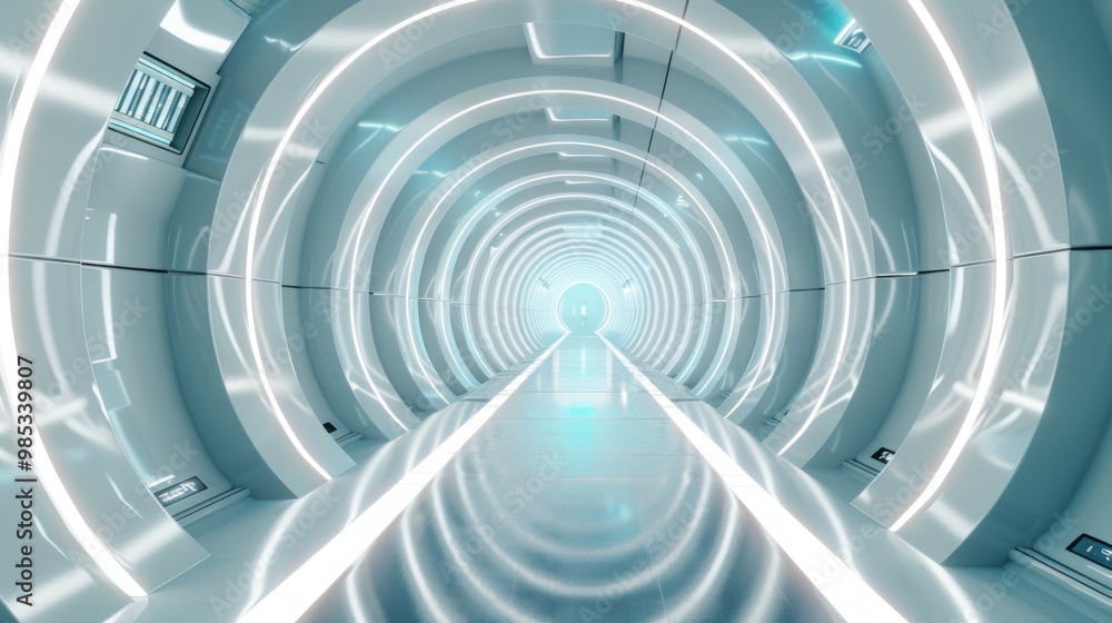 Futuristic corridor in bright white AI generated image Futuristic corridor in bright white AI generated image