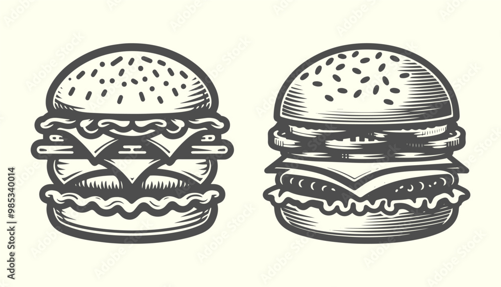 Silhouette of hamburger. Simple and modern hamburger vector silhouette for food icons and restaurant branding Silhouette of hamburger. Simple and modern hamburger vector silhouette for food icons and restaurant branding