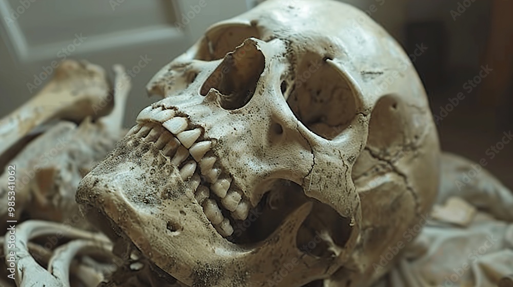 Close-up of a Human Skull: A Study in Anatomy and Mortality Close-up of a Human Skull: A Study in Anatomy and Mortality