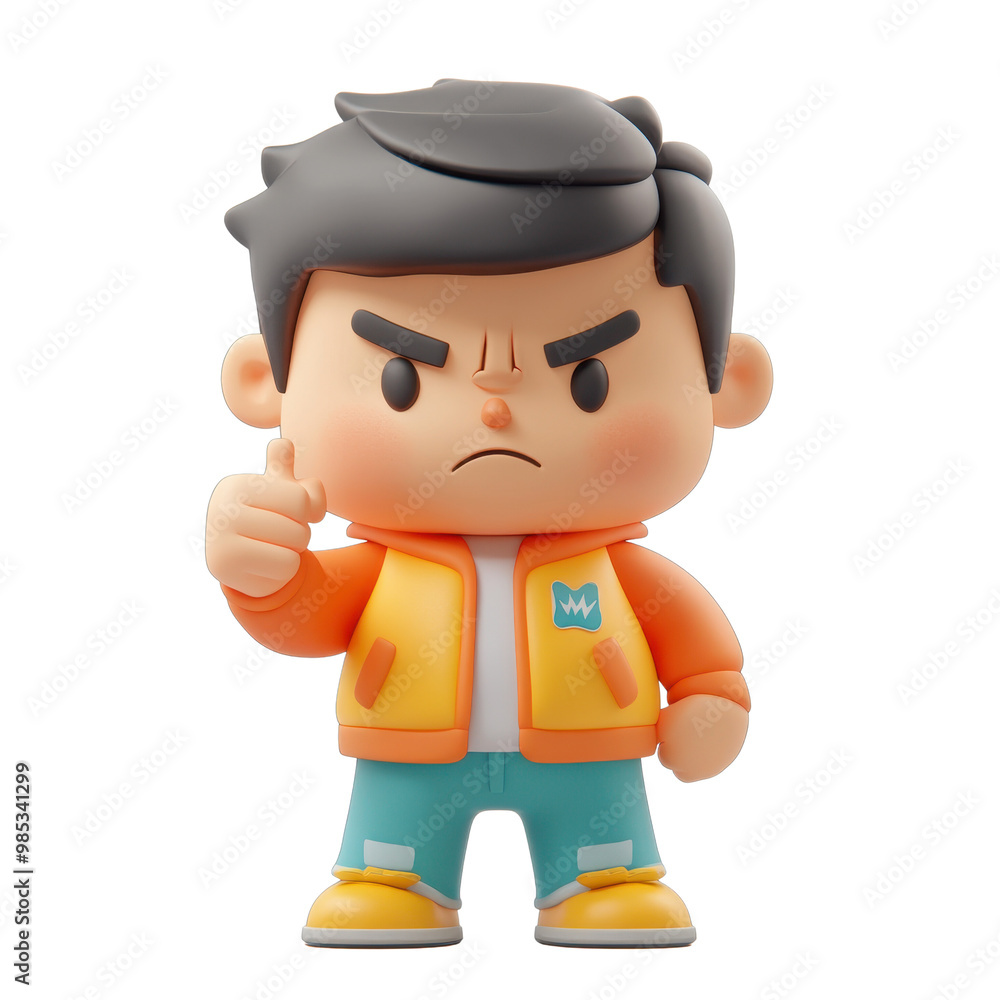 Fototapeta premium Cartoon Character with Determined Expression