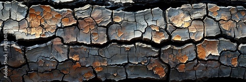 Closeup of rough tree bark with intricate textures and deep shadows ideal for background use