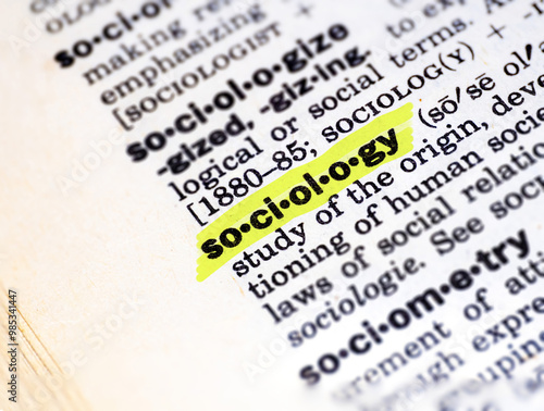 Highlighted dictionary definition of the word sociology