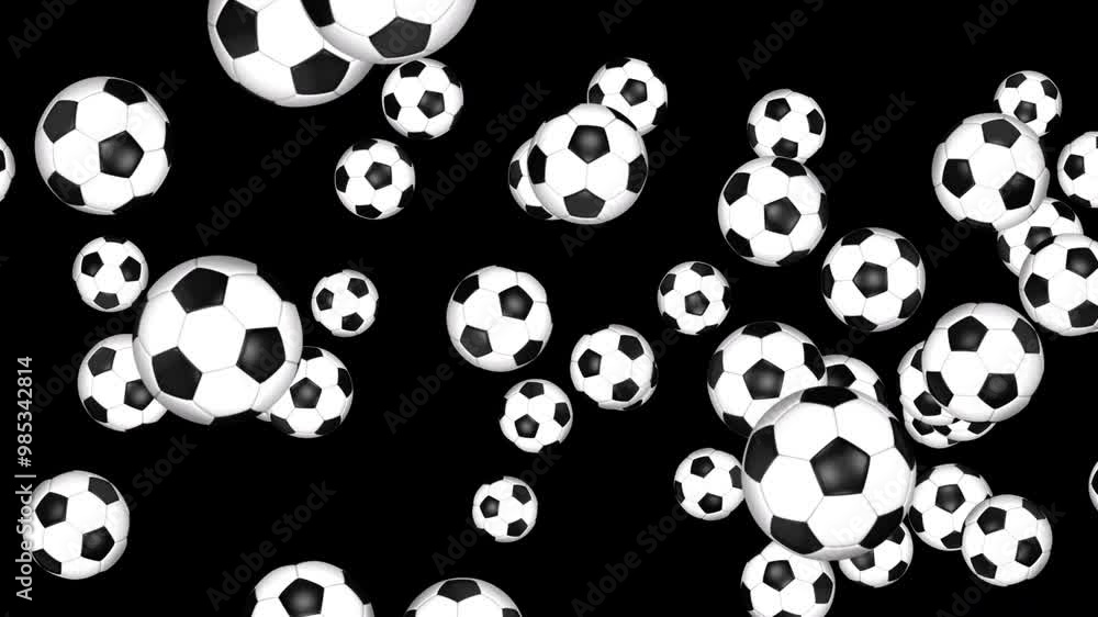 Falling Soccer Football Balls Animation Background, on Alpha Channel, Loop
Falling Soccer Football Balls Animation Background, on Alpha Channel, Loop