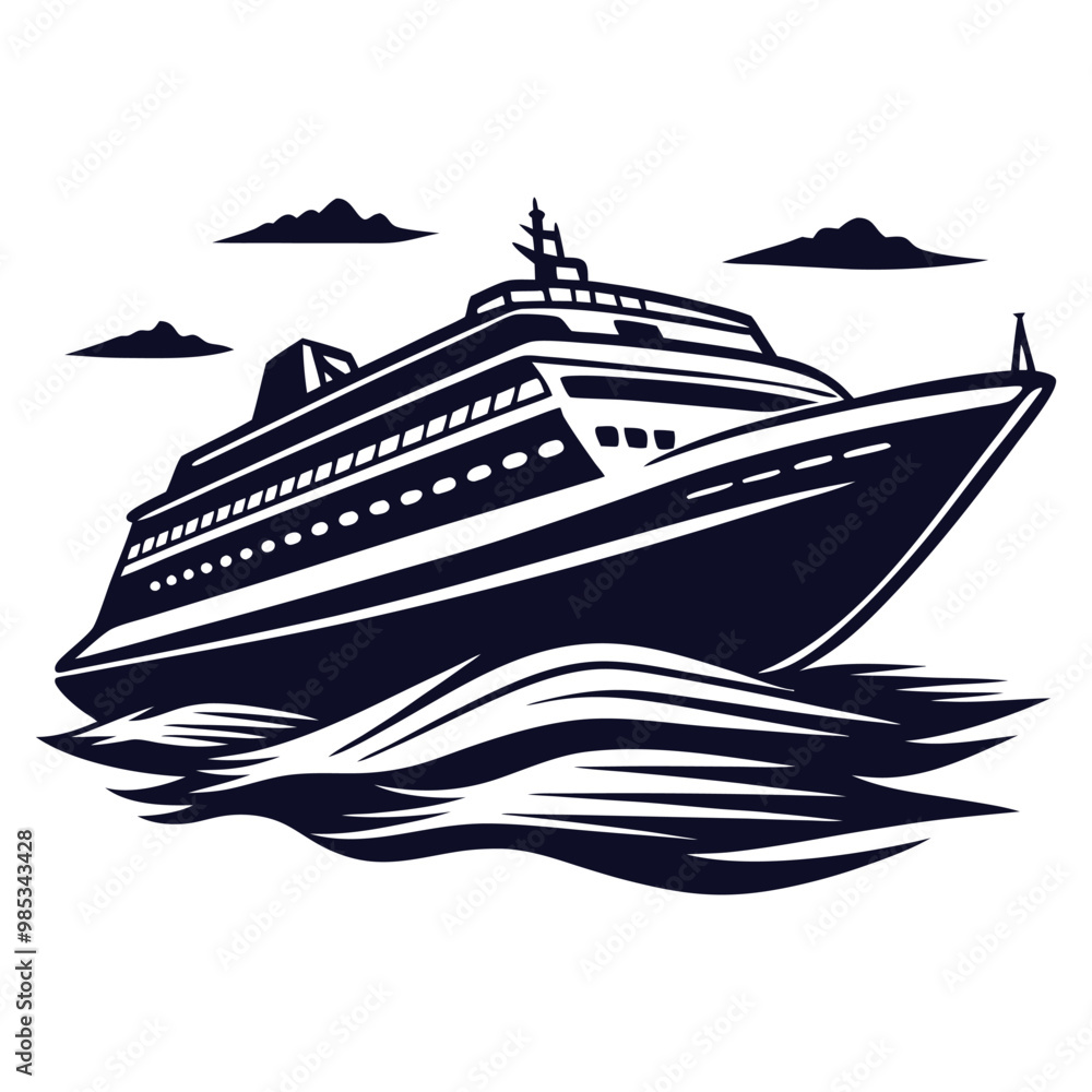 Cruise Ship silhouette vector Nautical Travel Vector Illustration Cruise Ship silhouette vector Nautical Travel Vector Illustration