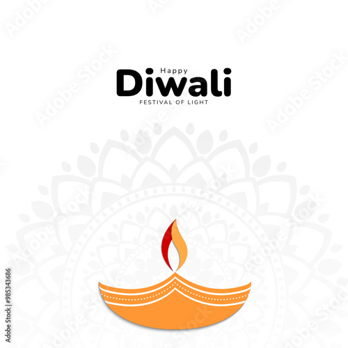 Happy Diwali with diya lamps. Festive diwali card. Indian festival of lights celebration. Vector illustration