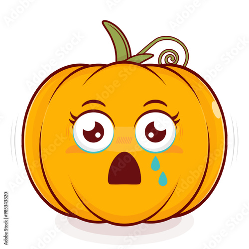 pumpkin scared face cartoon cute