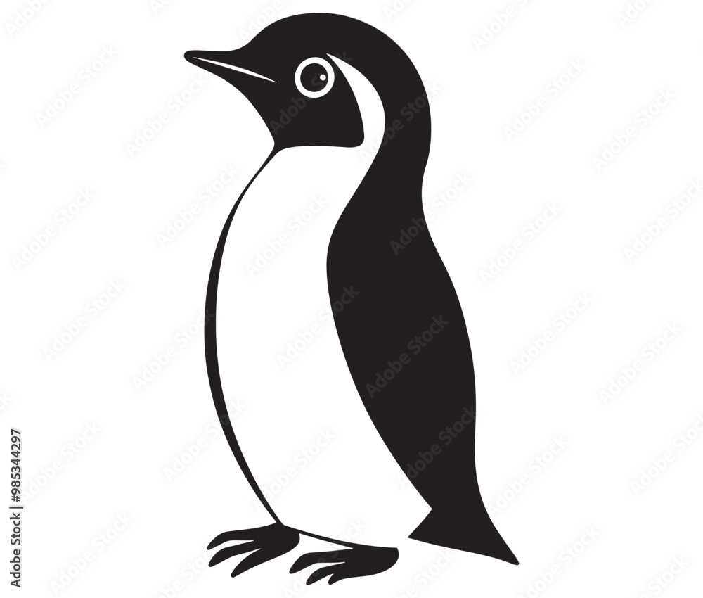 Naklejka premium Cute penguin silhouette vector