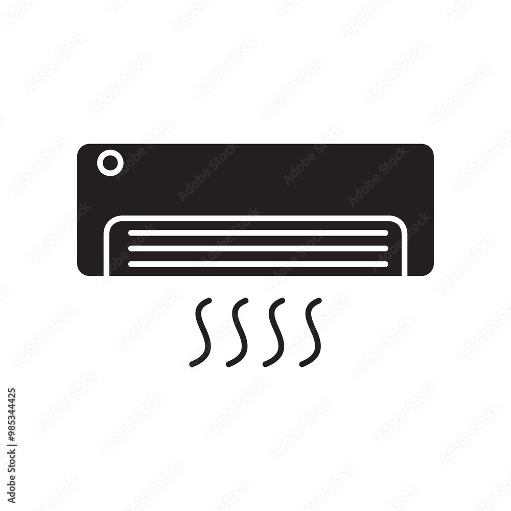 Air conditioner vector flat black trendy style illustration for web and app..eps Air conditioner vector flat black trendy style illustration for web and app..eps