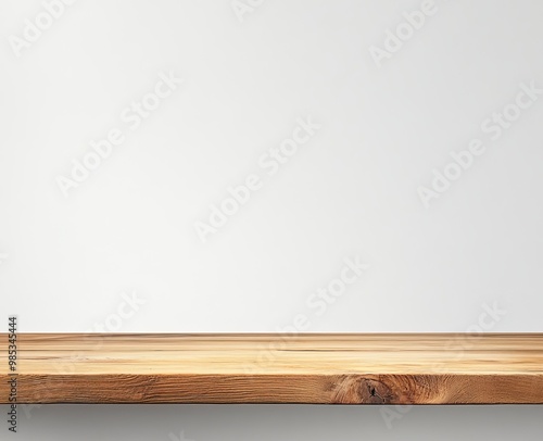 Rustic wooden table top with a white background.