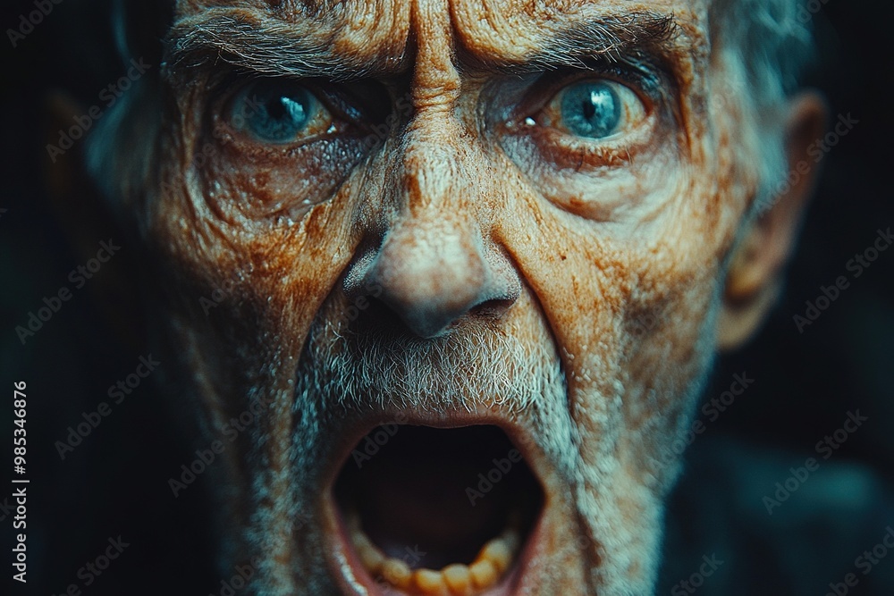 Close-Up of a Vibrant and Vivid Wrinkled Face Showcasing the Beauty of Aging and Life Experience Close-Up of a Vibrant and Vivid Wrinkled Face Showcasing the Beauty of Aging and Life Experience