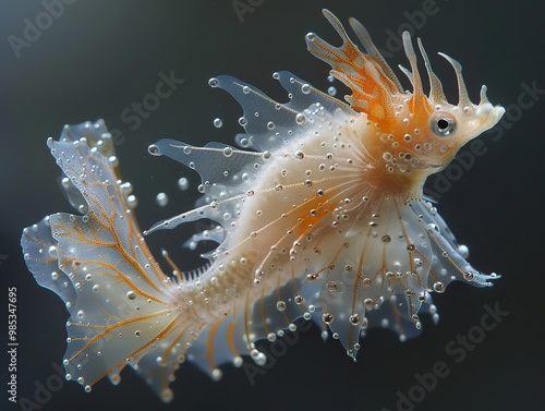 Stunning Close-Up of a Transparent Fish with Bubbles