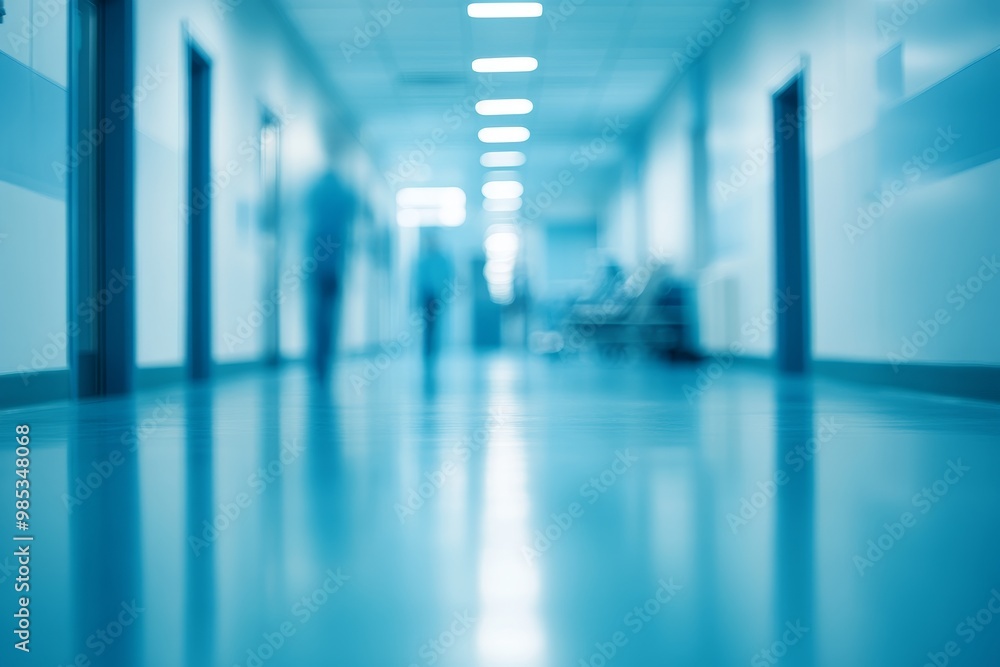 Blurred view of a hospital hallway. Blurred view of a hospital hallway.