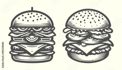 Silhouette of hamburger. Bold hamburger silhouette, ideal for fast food projects, menus, and food illustrations