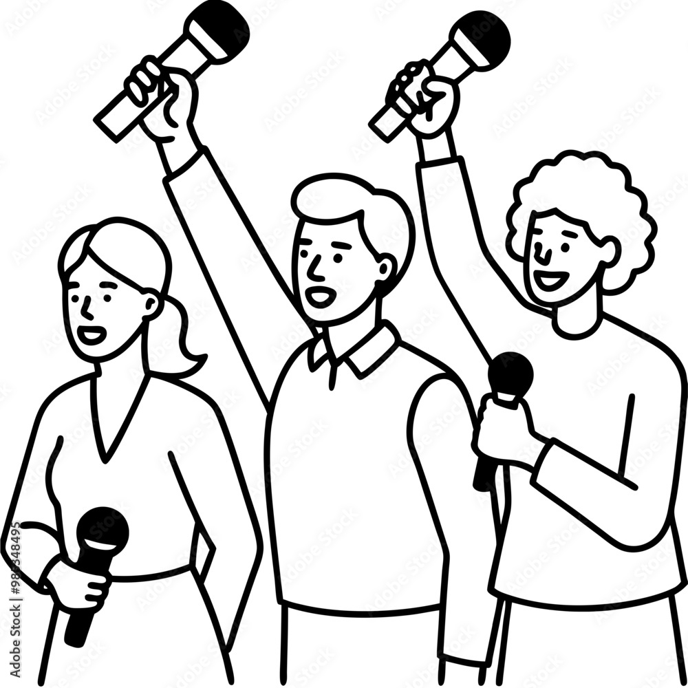 diverse-people-with-microphones-go-for-freedom-of- diverse-people-with-microphones-go-for-freedom-of-