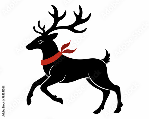 Christmas Reindeer Silhouette Vector - Festive Holiday Decoration.