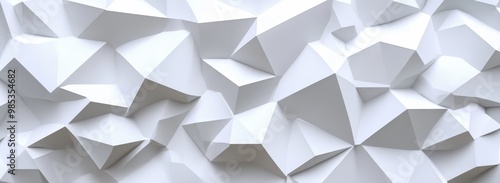 Abstract white geometric background with low-poly shapes and 3d perspective. photo