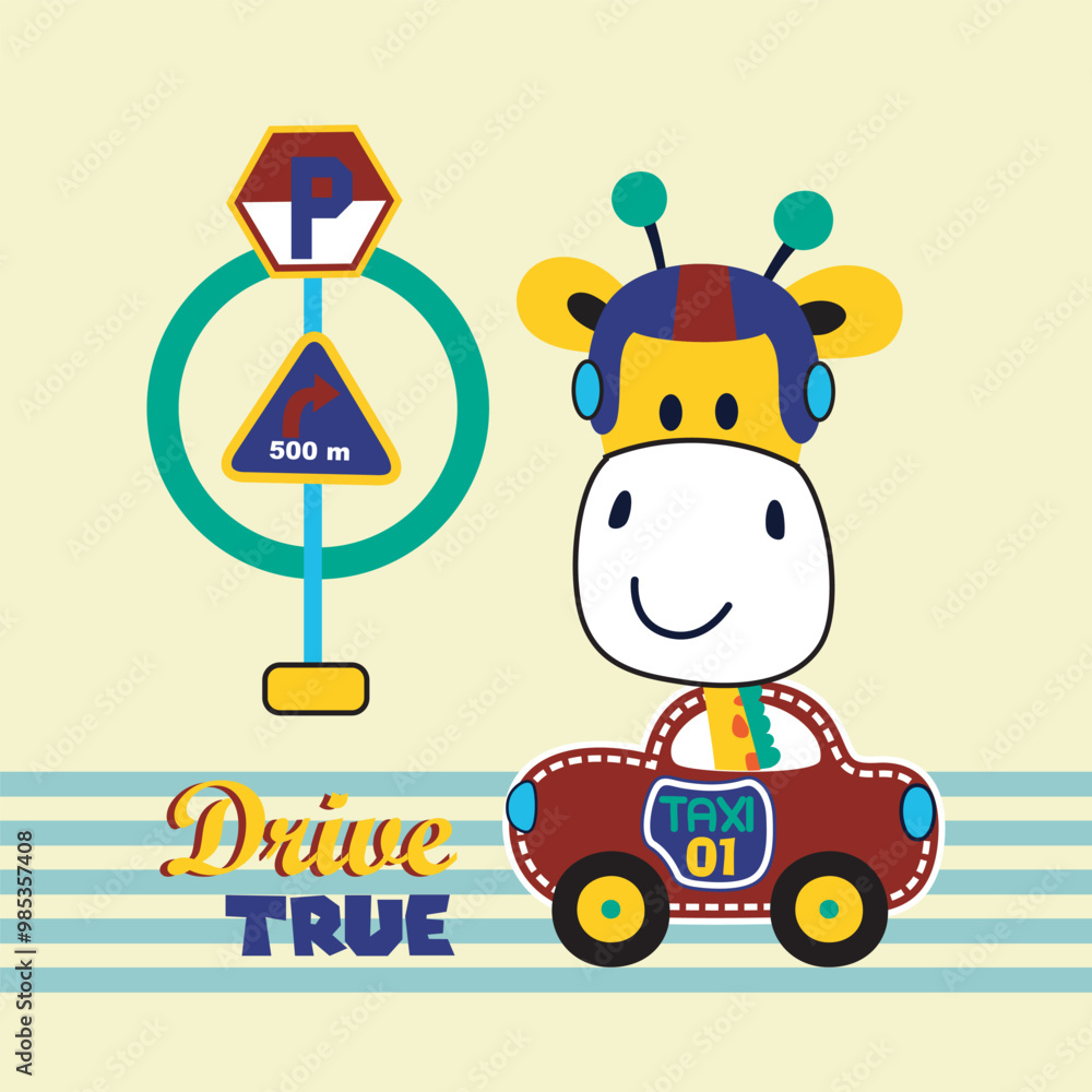 giraffe is driving his car design cartoon vector illustration giraffe is driving his car design cartoon vector illustration