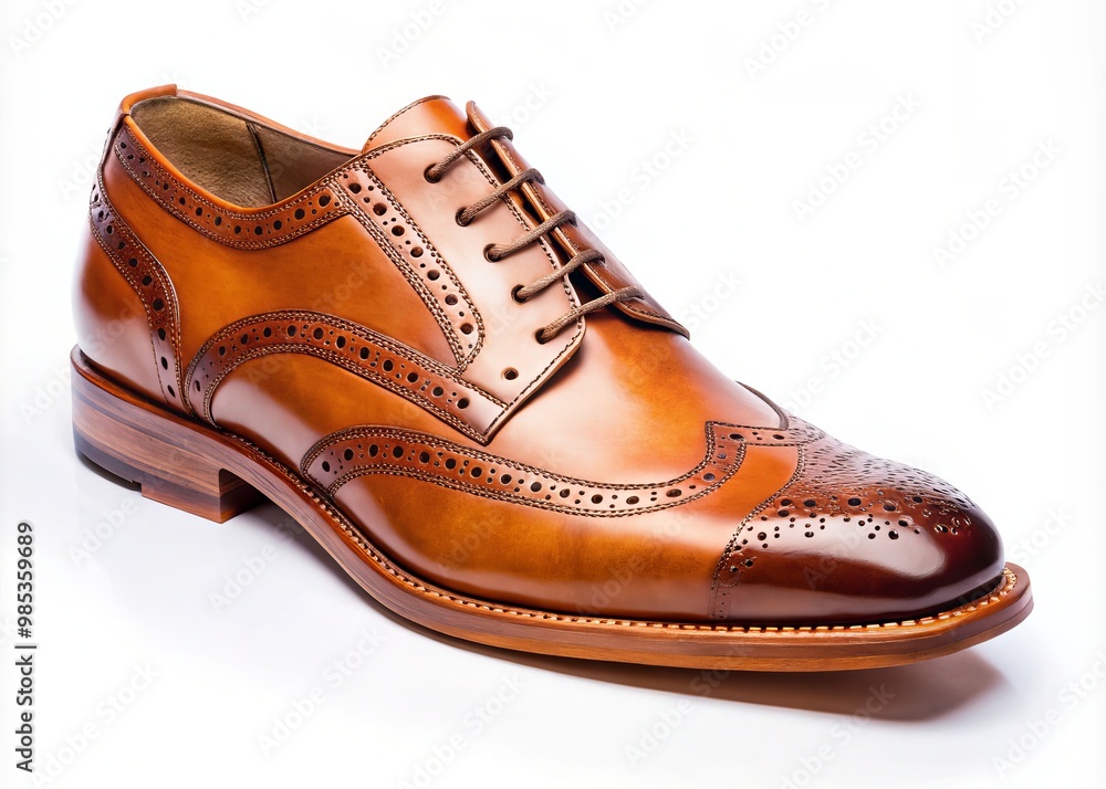 Elegant leather shoe spats adorn sleek footwear with intricate broguing and lace fastenings, exuding refined Elegant leather shoe spats adorn sleek footwear with intricate broguing and lace fastenings, exuding refined