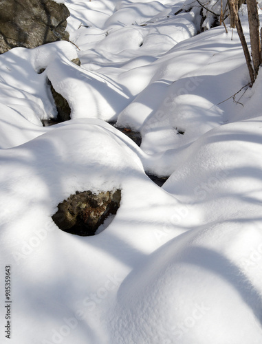 Snow covered Nodong Valley in the winter at Gyebangsan Mountain near Pyeongchang-gun, South Korea photo