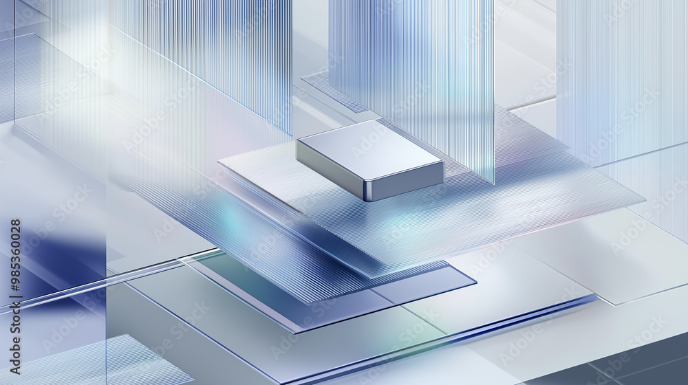 Futuristic Geometric Metallic 3D Isometric Structure