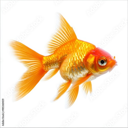 Goldfish-like sea fish, isolate on white background, bright and clear