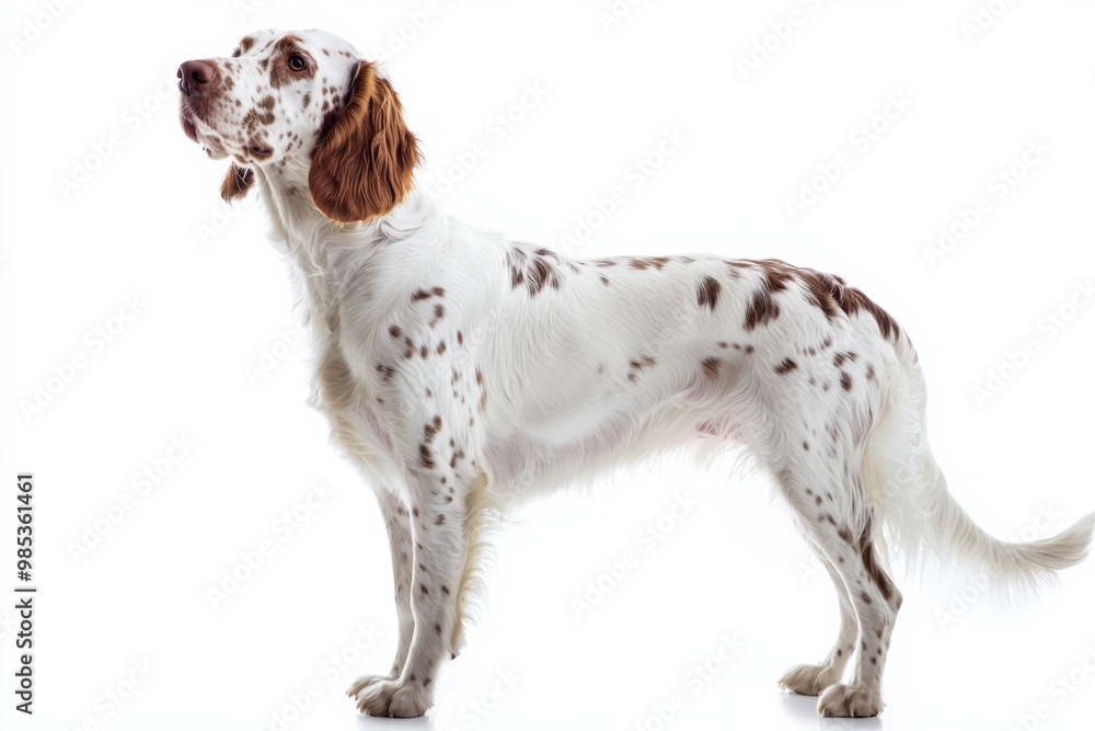English setter standing proudly on white background, isolate, English setter standing proudly on white background, isolate,