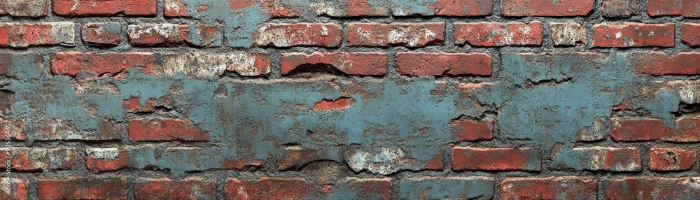 Weathered Red Brick Wall with Blue Paint Texture Weathered Red Brick Wall with Blue Paint Texture