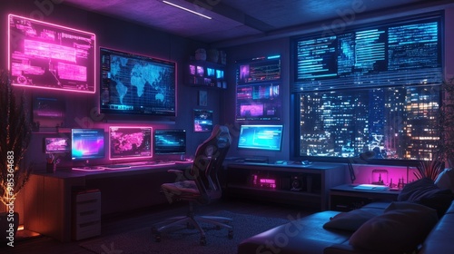 Neon Gamer Room.