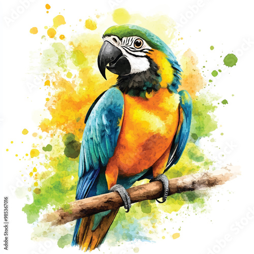 Parrot watercolor clipart illustration isolated