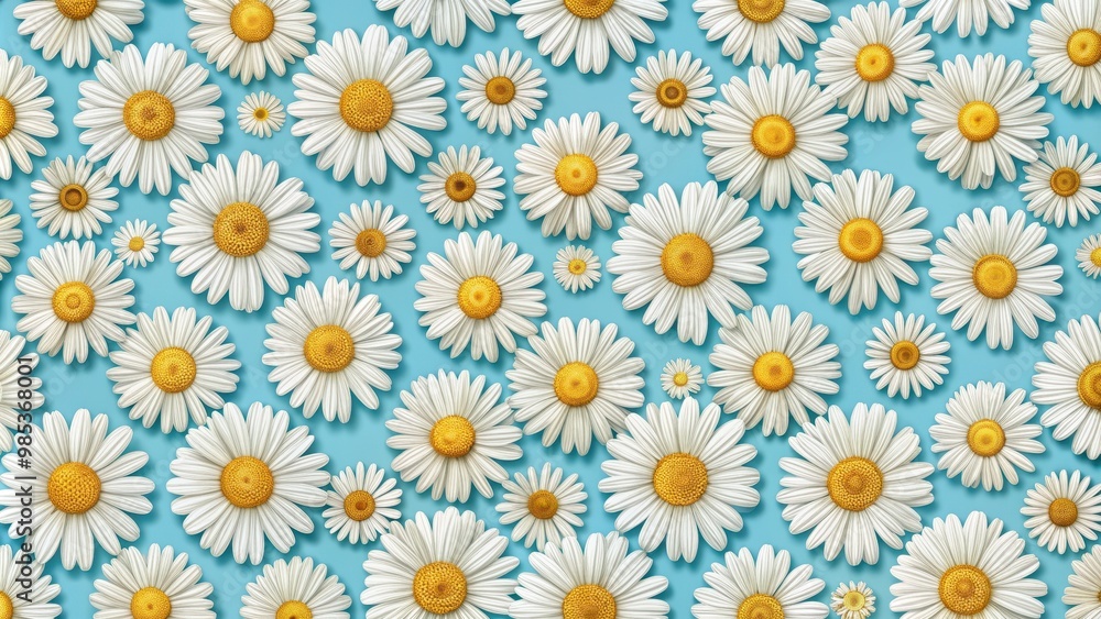 Seamless pattern featuring daisies in a repetitive and charming design, flowers, nature, spring, summer, floral, white Seamless pattern featuring daisies in a repetitive and charming design, flowers, nature, spring, summer, floral, white