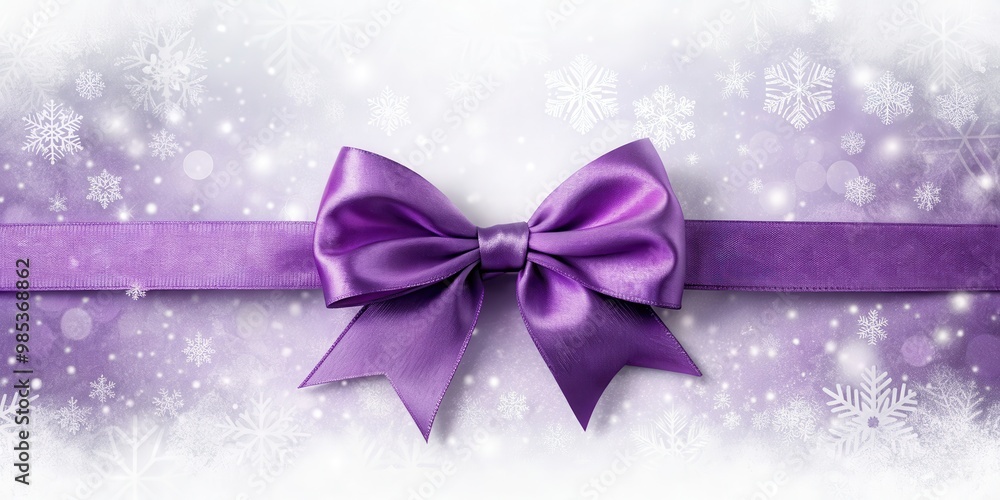 Single purple ribbon bow with cozy winter Christmas , purple, ribbon, bow, cozy, winter, Christmas,holiday, festive, decoration, cute