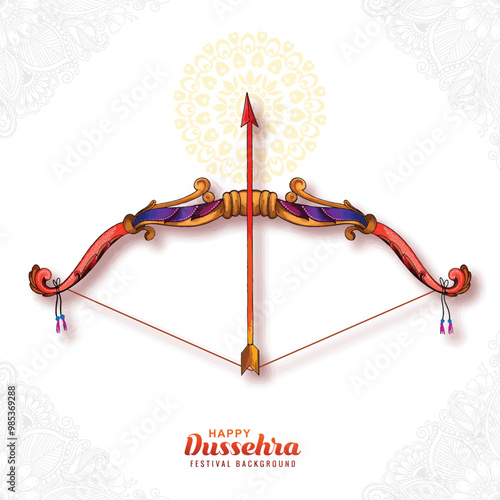 Traditional happy dussehra watercolor bow and arrow celebration card background